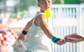 Young Male Pickleball Player in action