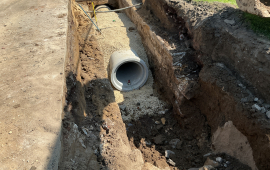 Installation of New Stormwater Pipe with laser level