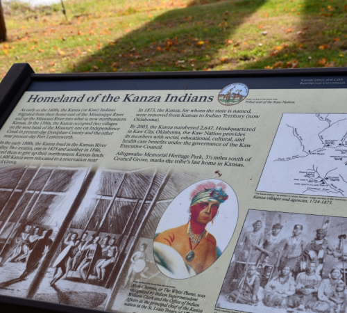 Marker for Kaw Nation at Missouri River at Leavenworth