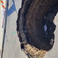 Image of sinkhole prior to emergency repair