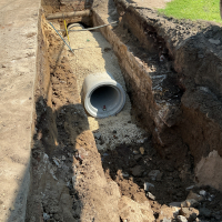 Installation of New Stormwater Pipe with laser level