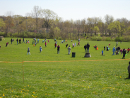 Children running to look for Easter eggs in 2011 
