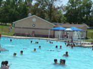 Wollman Aquatic Center filled with swimmer, photo taken 2010
