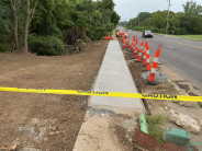 Fresh concrete poured and leveled