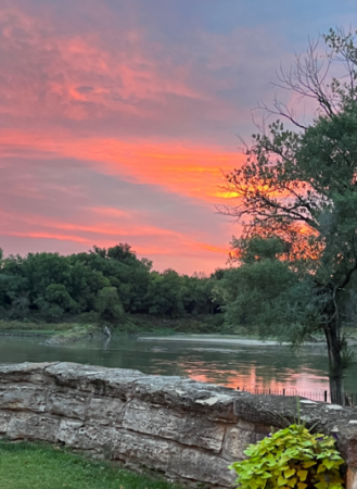Landing Park Sunrise 2022 taken from patio off Riverview Room at Riverfront Community Center
