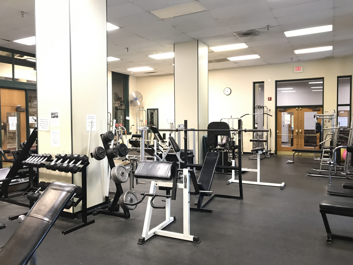 Weight Room Weight Room with Equipment like Free Weights, Benches, and Incline Bench