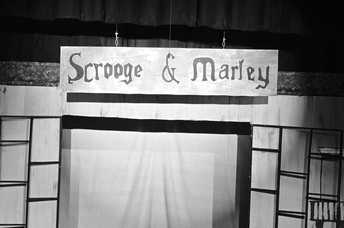 Sign of Scrooge and Marley from 2025 Christmas Carol
