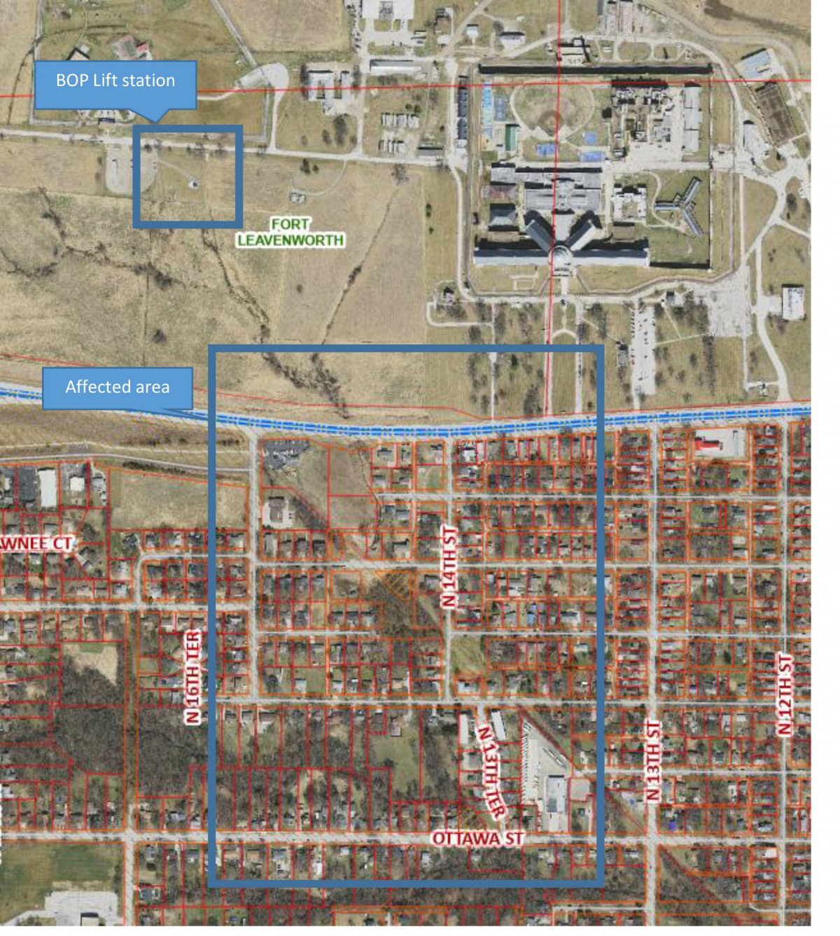 Map of affected area Map of affected area - description in body of text