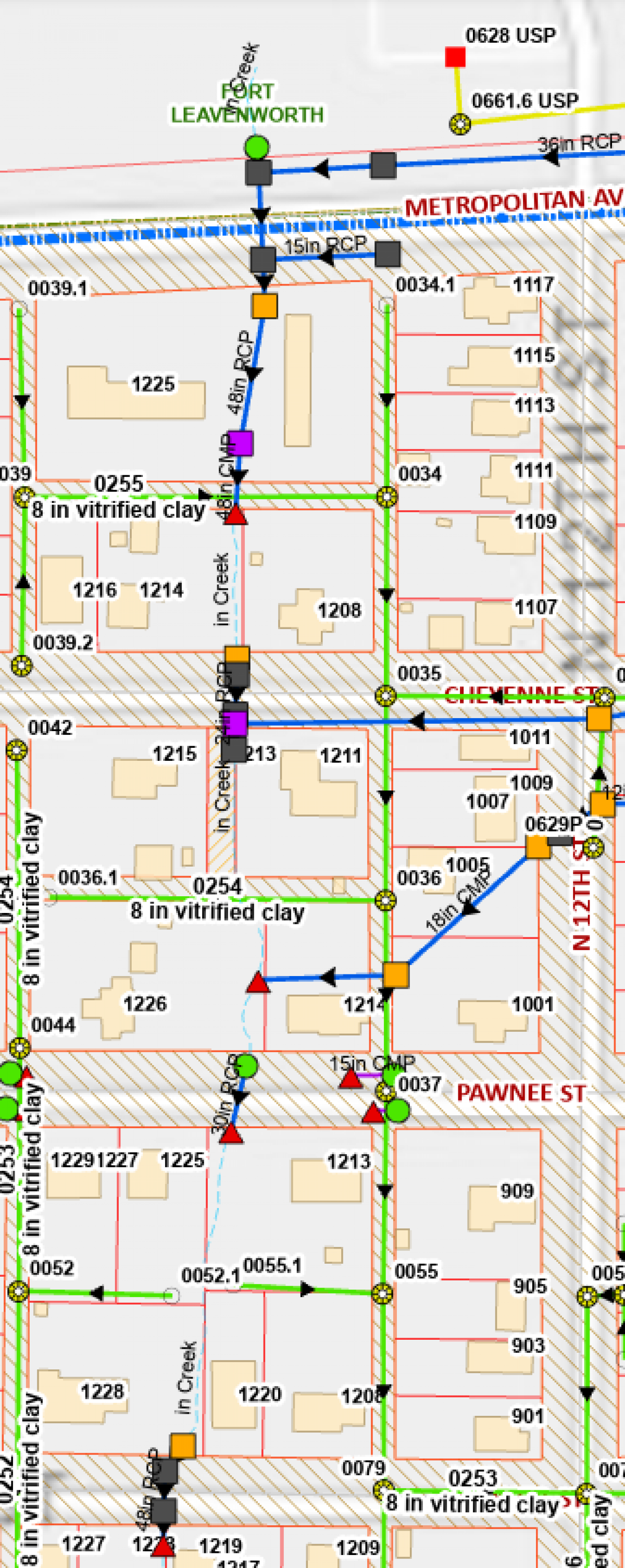 map showing affected area of sewer overflow