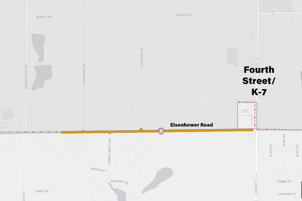 Map shows construction of Eisenhower Road location
