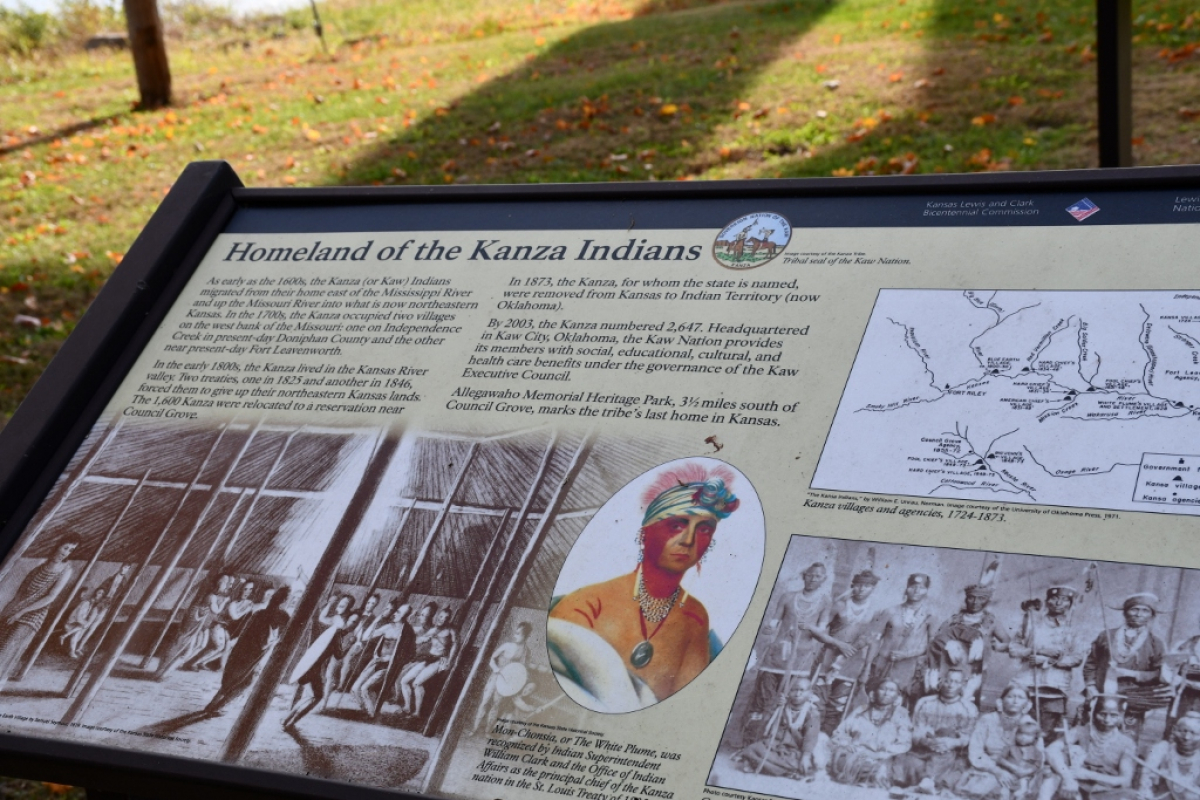 Marker for Kaw Nation at Missouri River at Leavenworth