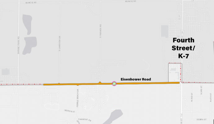 Map shows construction of Eisenhower Road location